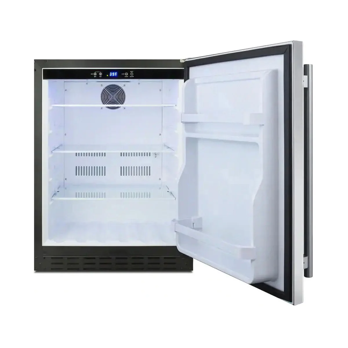 Summit AL55 24" Built-in or Freestanding Undercounter Refrigerator in Black, Stainless Steel Door, 4.2 cu.ft