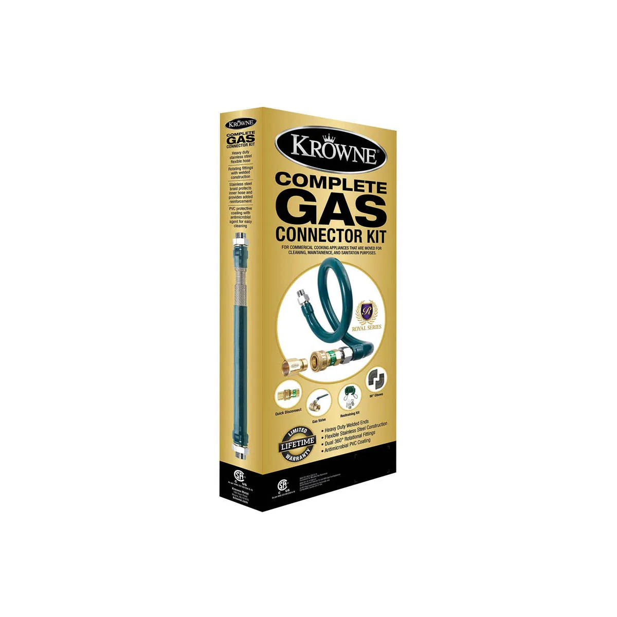 Krowne M12536K Royal Series Moveable Gas Connection Kit, 1-1/4” I.D., 36” Long