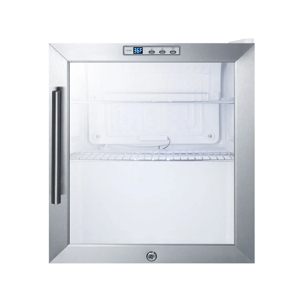 Summit SCR215L 17" Countertop Beverage Glass Door Refrigerator in White, 1.7 cu. ft.