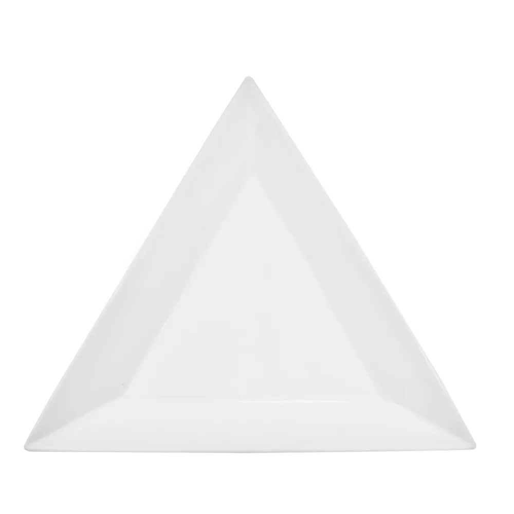CAC China TUP-8 Triumph Plate – 8" x 8" x 7/8" Triangular Porcelain Super White – 1 Dozen