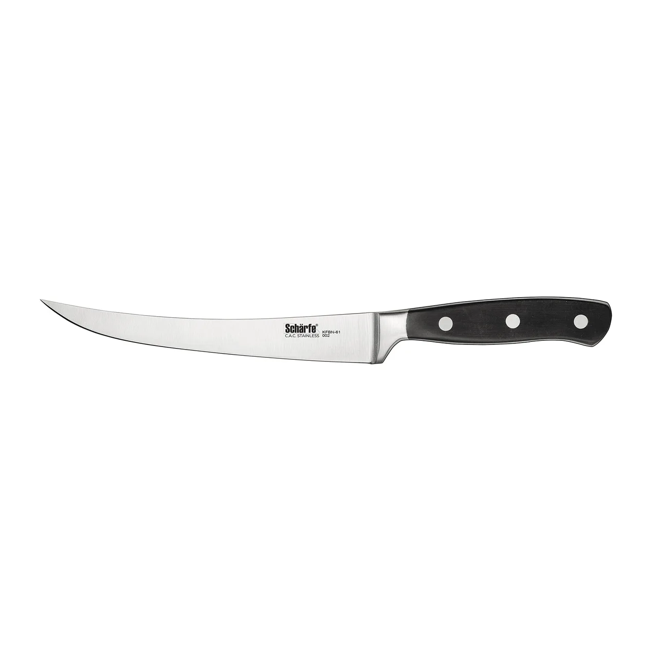 CAC China KFBN-61 Scharfe Boning Knife, 6" Curved Blade, High-Carbon Steel, Black Handle