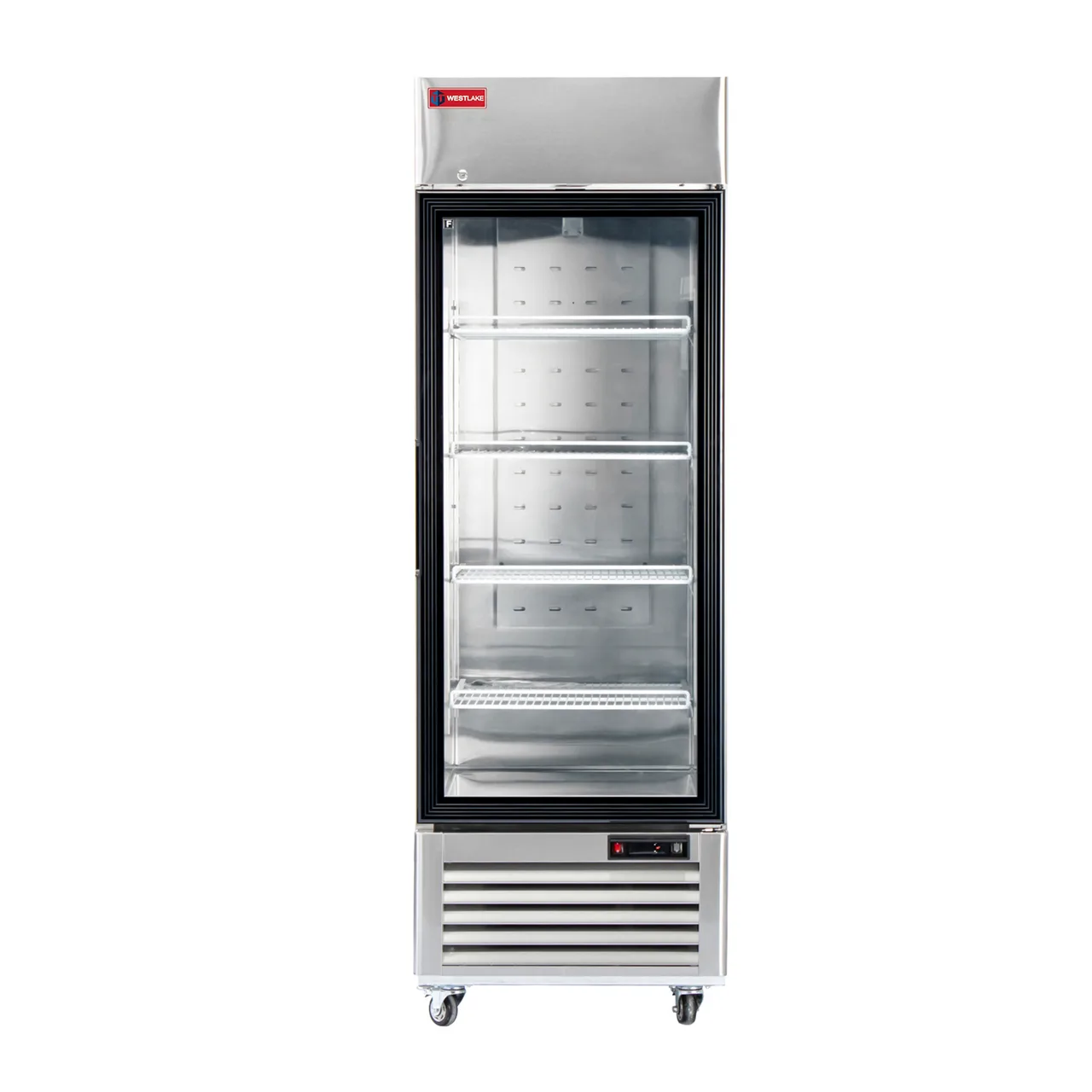 Westlake WK-23FG 23 cu ft Glass Door Freezer, 27" Stainless Steel, 4 Wire Shelves, R290 Refrigerant
