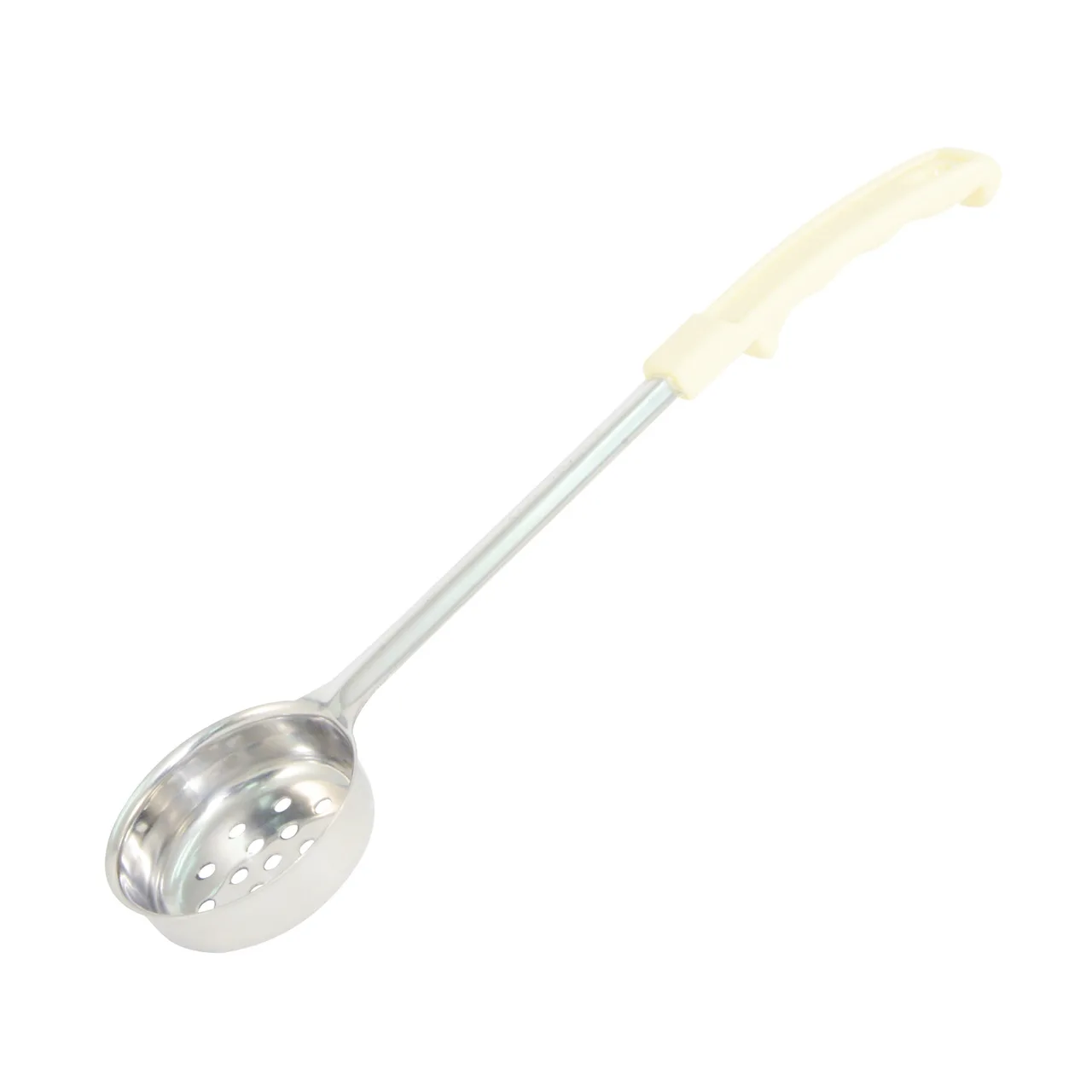 CAC China SPCP-3IV Portion Control Spoon, 3 oz, Stainless Steel, Ivory Handle, Perforated