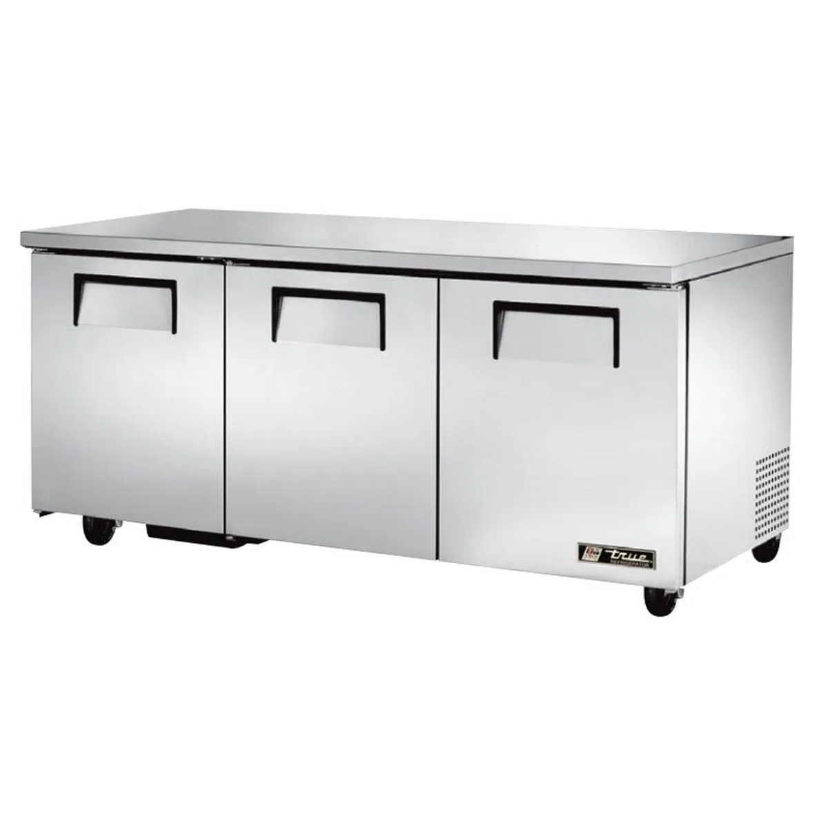 True TUC-72-HC 72" 3-Section Undercounter Refrigerator w/ 3 Solid Doors