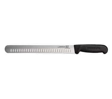 Omcan USA 12727 Straight Slicer, 14" Granton Edge, Stamped, Black Plastic Handle, Greban