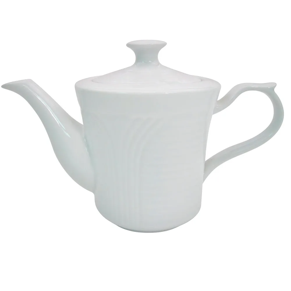 CAC China CRO-TP Corona Teapot, 15 Oz, 8-1/2"L x 4"W x 5-1/8"H, White Porcelain, Lid - Dozen
