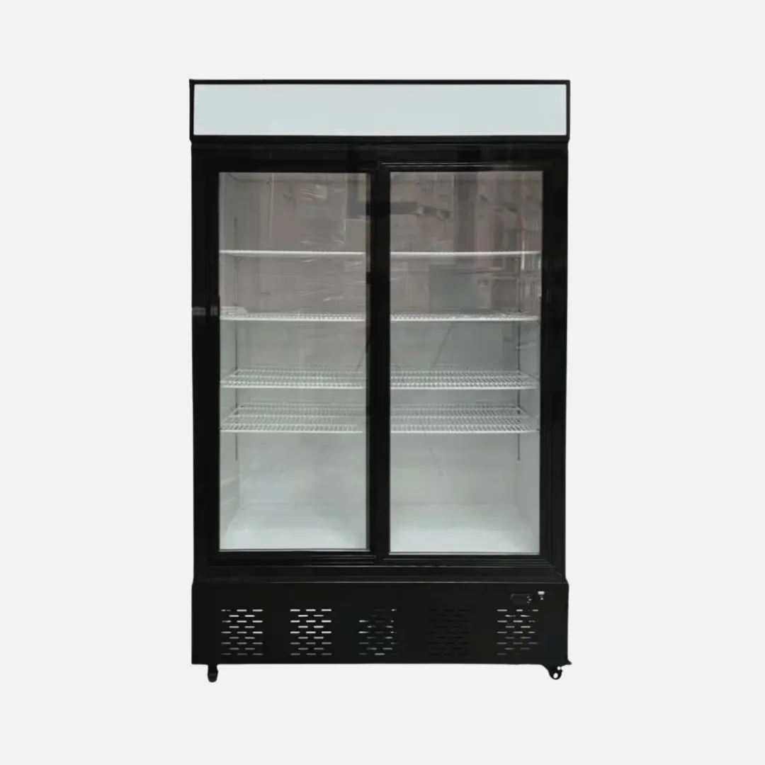 Hurakan HKN-MRC37F2S 54" 2-Section Glass Door Merchandising Freezer, 35.7 cu.ft., Black Exterior