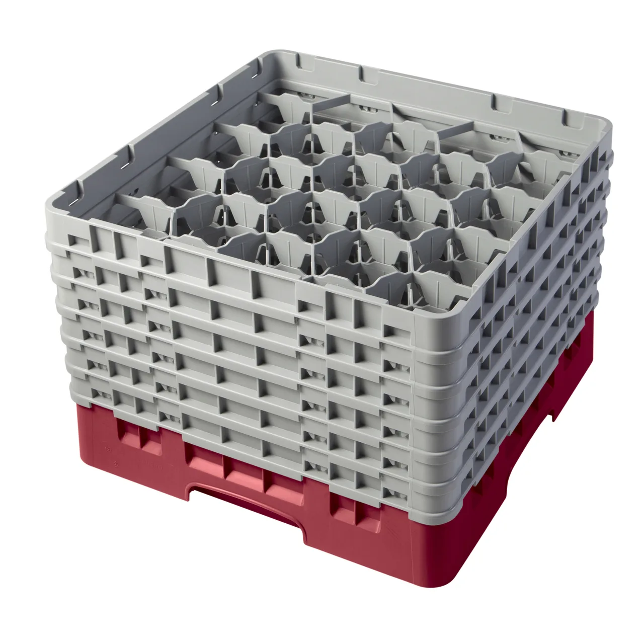Cambro 20S1114416 Camrack Glass Rack, Full Size, 20 Compartments, Cranberry Red, 19-3/4 x 19-3/4, 11-3/4 Height