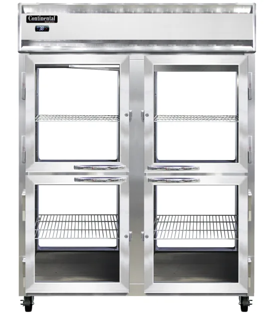 Continental Refrigerator 2RENPTHD-GD-GD 57" 2-Section Glass Door Pass Thru Refrigerator, 52 cu. ft.