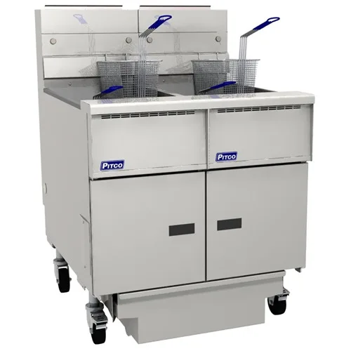 Pitco SG14-2FD 34" Floor Model Gas Deep Fryer, Full Pot, NG or LP, 100 Ibs, 244000 BTU