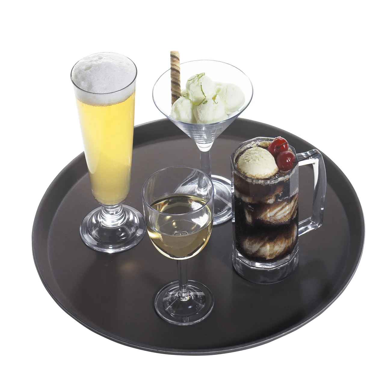 Cambro 1400CT138 - Round 14" Non‑Skid Serving Tray, Tavern Tan Fiberglass, Dishwasher Safe, NSF Certified, USA Made