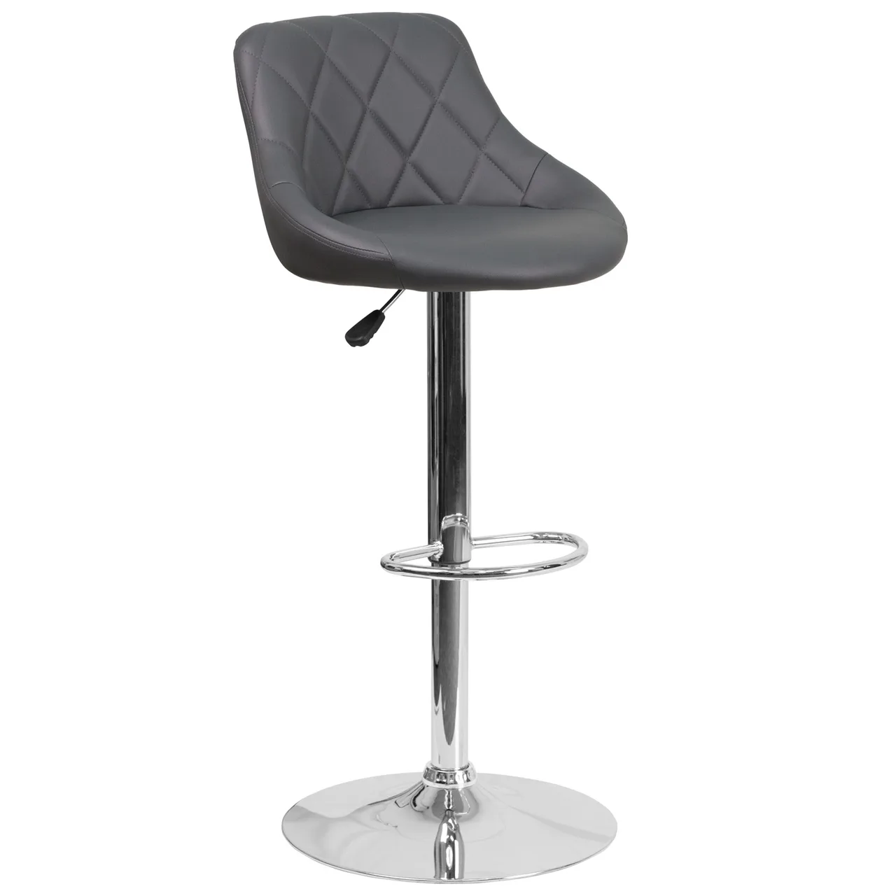 Flash Furniture CH-82028A-GY-GG Gray Vinyl Swivel Bar Stool, Adjustable Height, Upholstered Seat, Pedestal Base