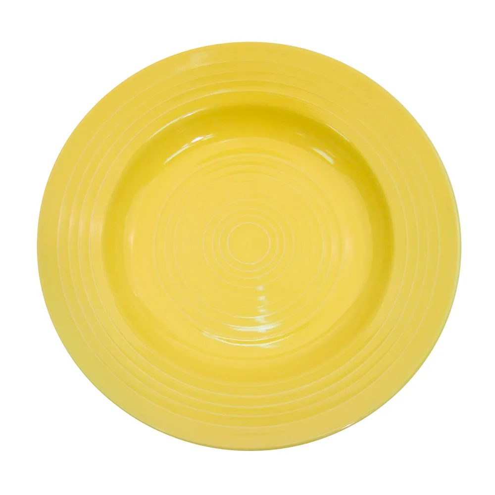 CAC China TG-120-SFL - Tango 22‑oz Porcelain Bowl, 12" Dia x 1‑7/8" H, Sunflower Embossed - 1 Dozen
