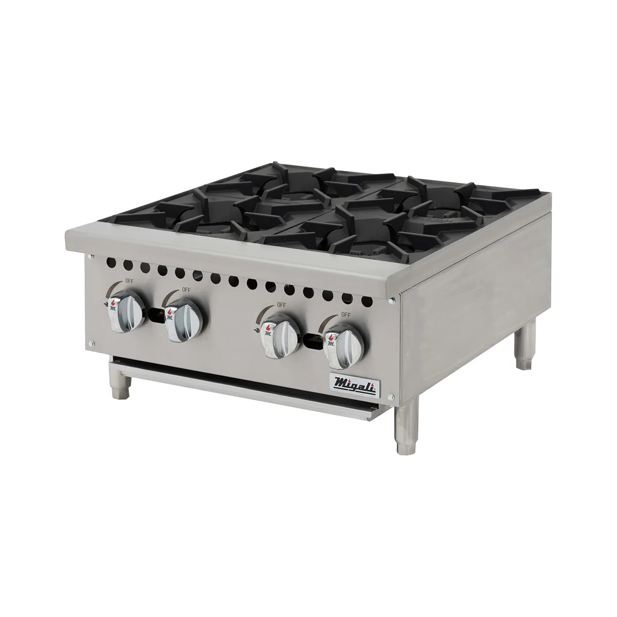 Migali C-HP-4B-24 24" Countertop Gas Hotplate w/ (4) Burners, Manual Controls, 100.000 BTU