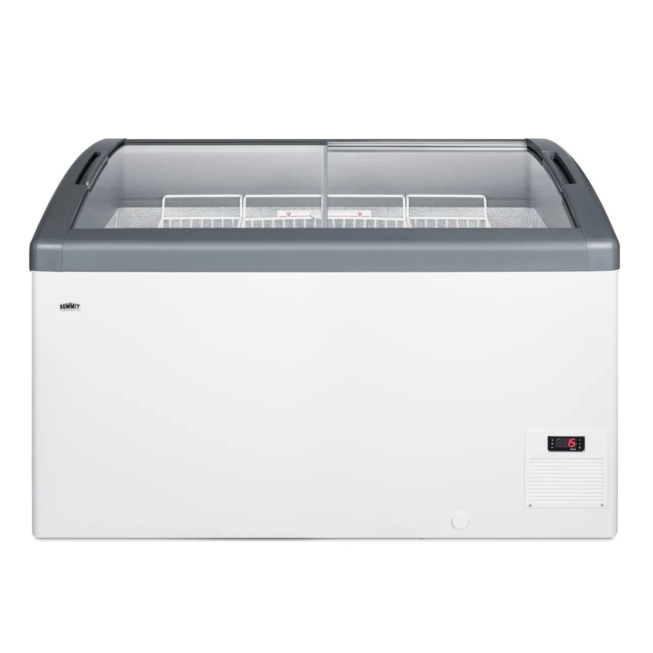 Summit FOCUS131 Ice Cream Freezer, 52" White Chest, 12.4 cu ft, Glass Lids, R290, Freestanding