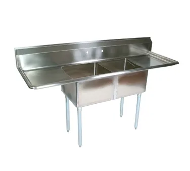 John Boos E2S8-24-14T24 96" Two Compartment Sink, 24"W x 24"L Bowl With 2 Drainboards