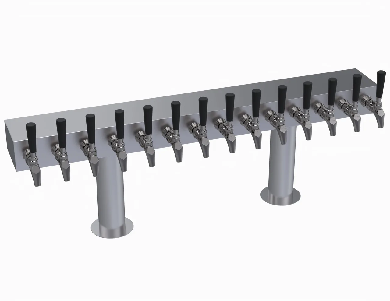 Krowne KDTH-14S T‑Head Draft Beer Tower, 42" Countertop, Stainless Steel, 2‑Column, 13‑100 Tap