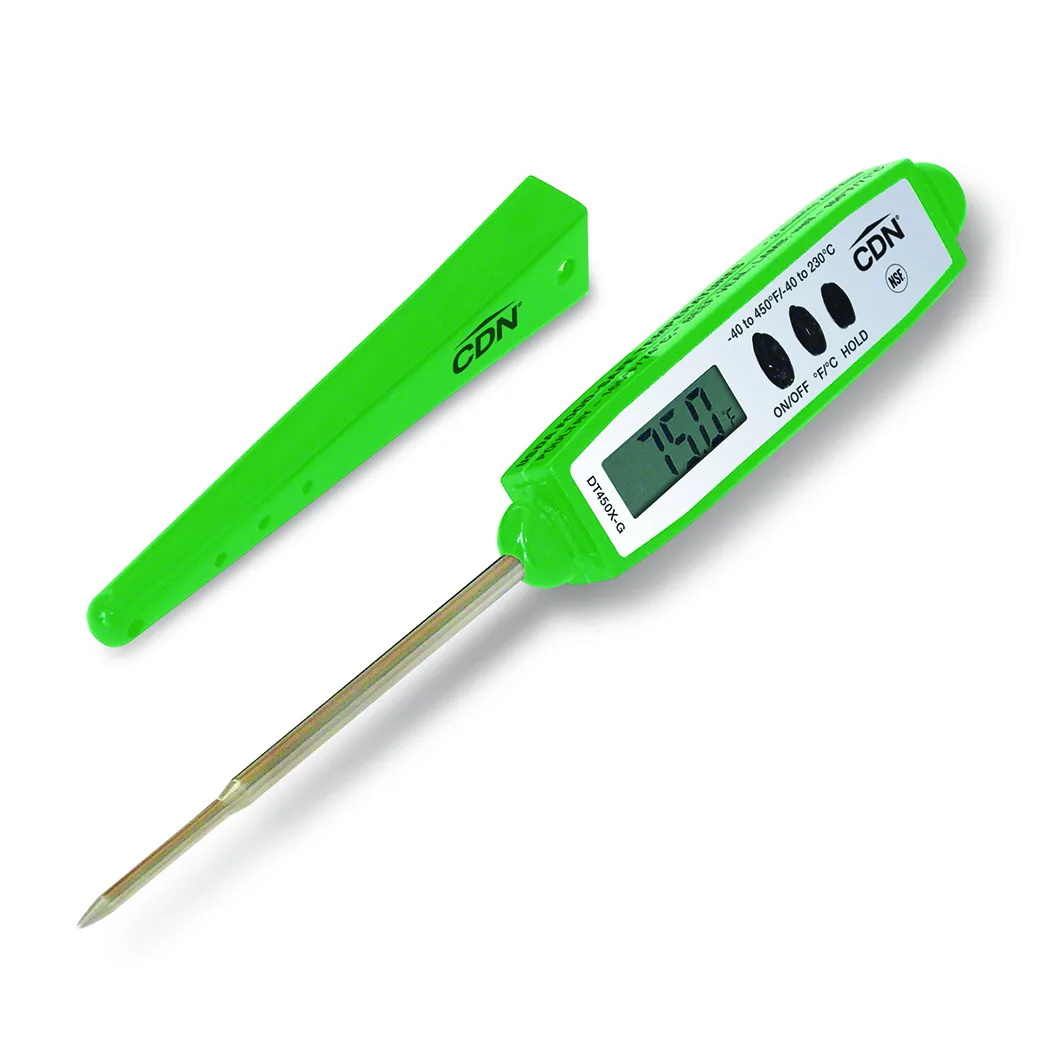 CDN DT450X-G Pocket Thermometer, -40 to +450°F, 6‑8 s Response, 2.5 mm Tip, Green NSF‑Certified - Each