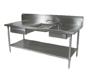 John Boos EPT6R10-DL2B-96R-X 96" Prep Table Sink Unit, 2 Bowl on Right with Drawer - Flyer