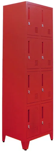Omcan USA 48882 4-Tier Locker, 23"W x 18"D x 78"H, 8 Compartments, Painted Steel, Red