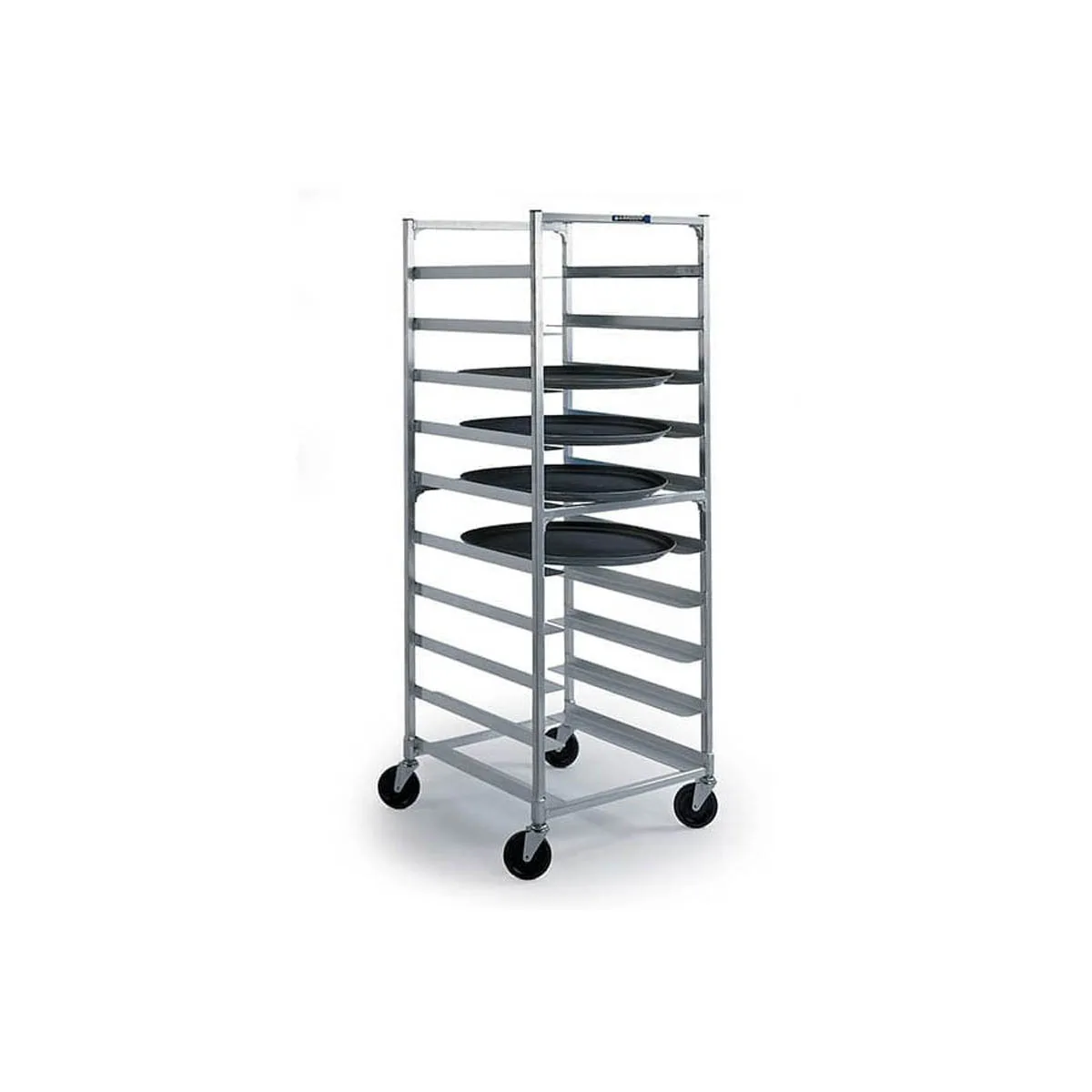 Lakeside 8580 10 Tray Capacity Full Height Aluminum Oval Tray Cart w/ 6" Bottom Load Slides