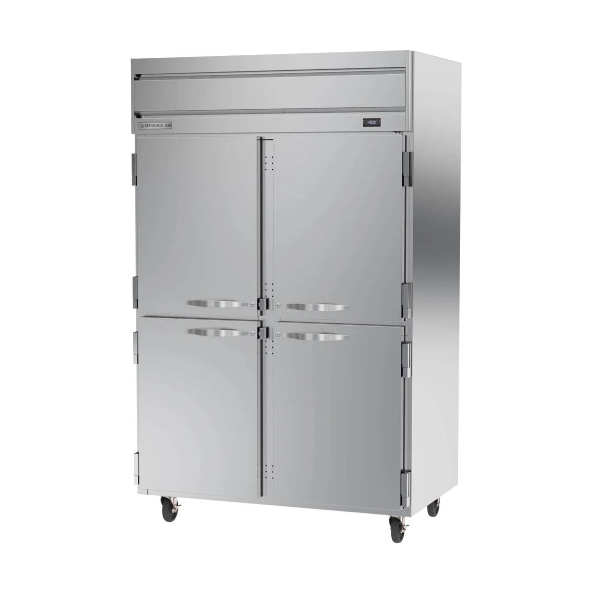 Beverage Air HFP2HC-1HS 52" 4-Half Solid Door 2-Section Reach-In Freezer, Top Mount, 45.2 cu. ft., Stainless Steel