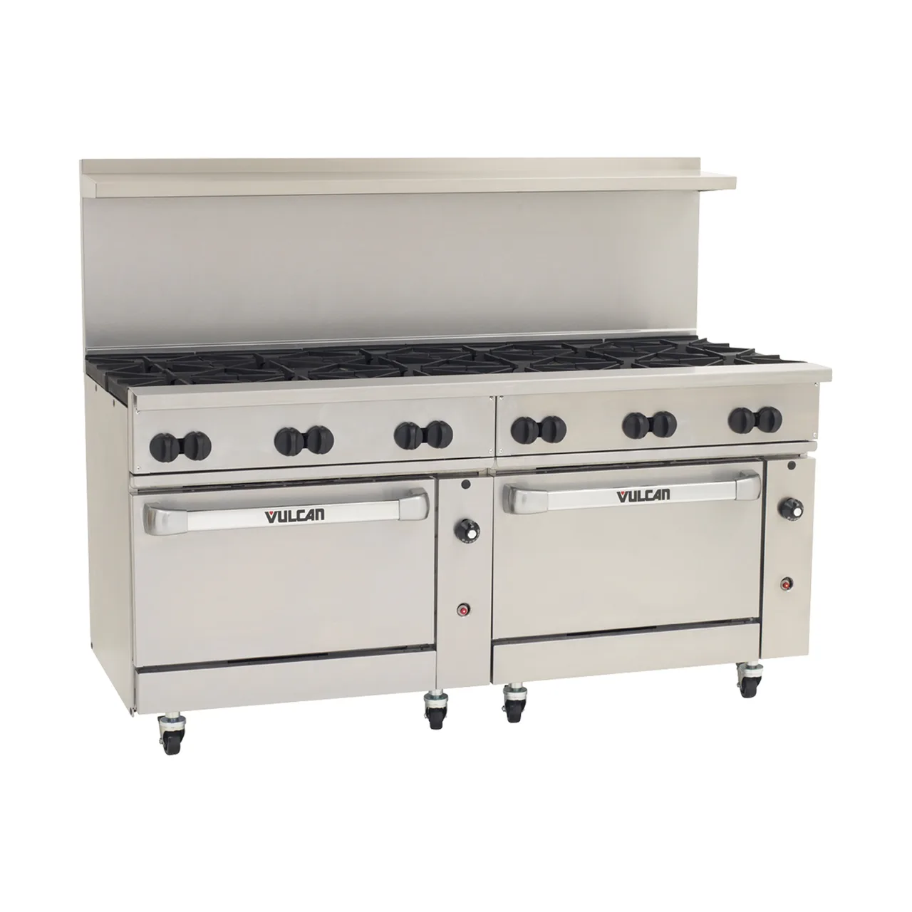 Vulcan 72SC-12B 72" Gas Restaurant Range w/ (12) Open Burners, (1) Standard Oven, (1) Convection Oven, 430.000 BTU