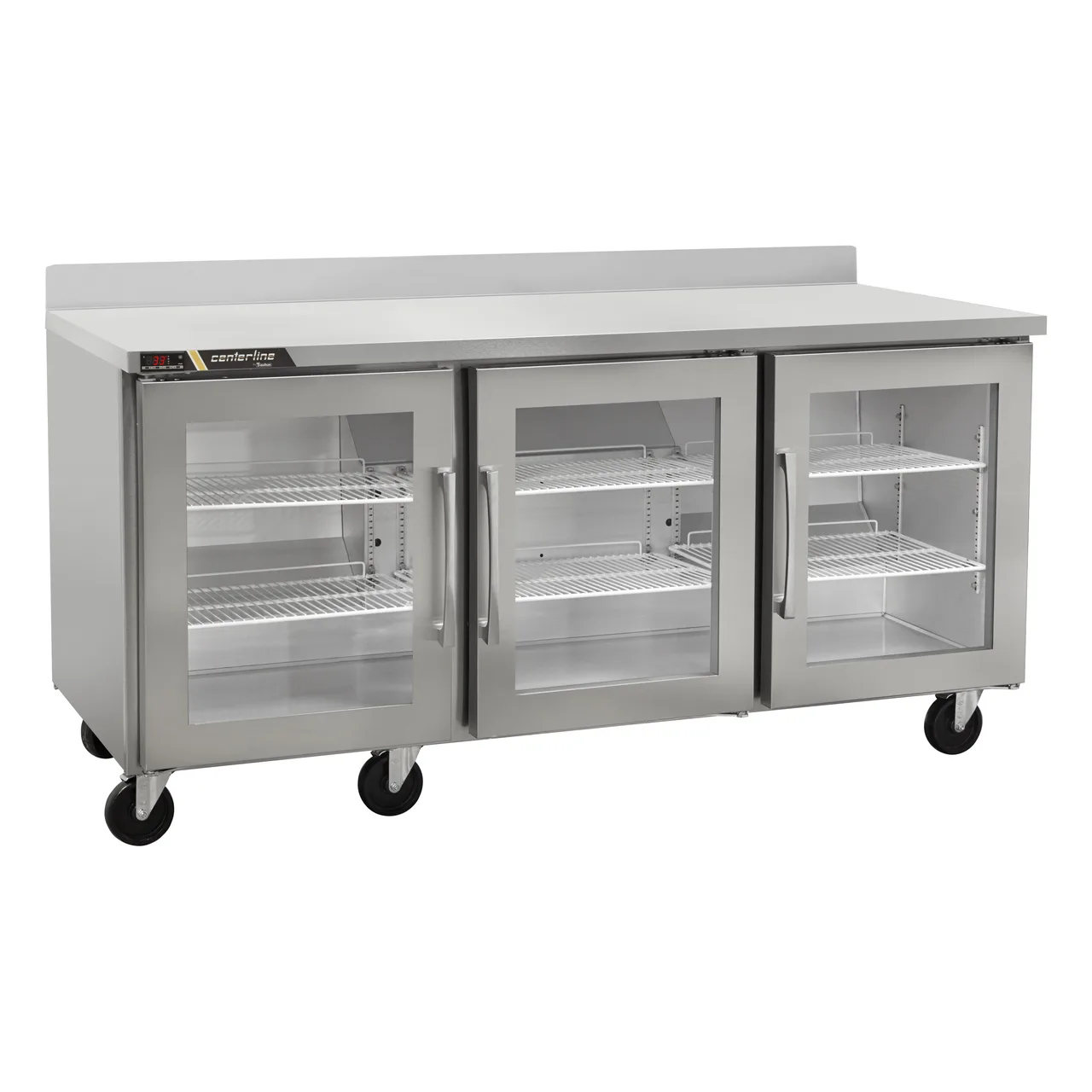 Traulsen C Series CLUC-72R-GD-WTRRR 72" 3-Section Worktop Refrigerator w/ 3 Glass Doors