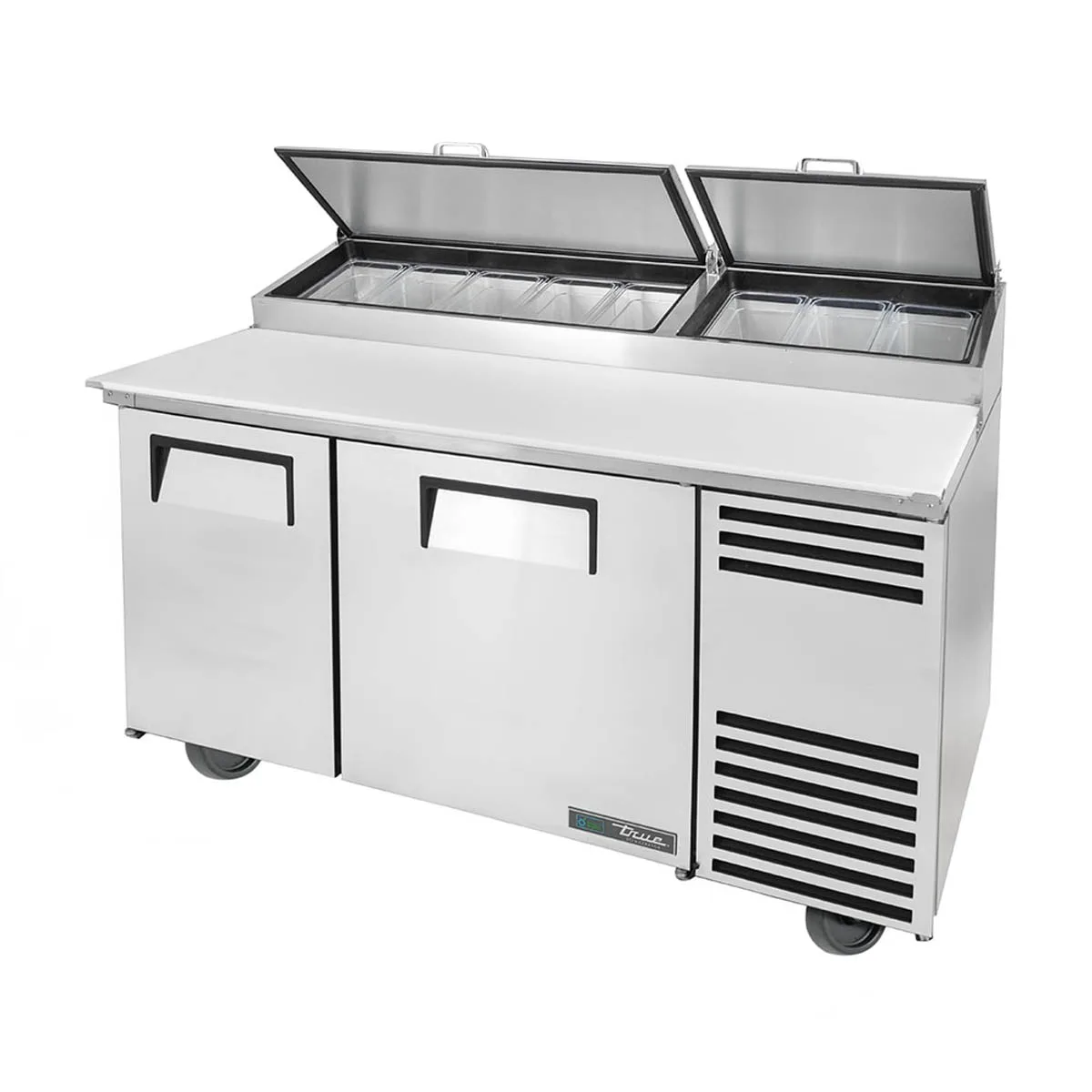 True TPP-AT-60-HC 60" Refrigerated Pizza Prep Table w/ 2 Doors, (8) 1/3 Pans