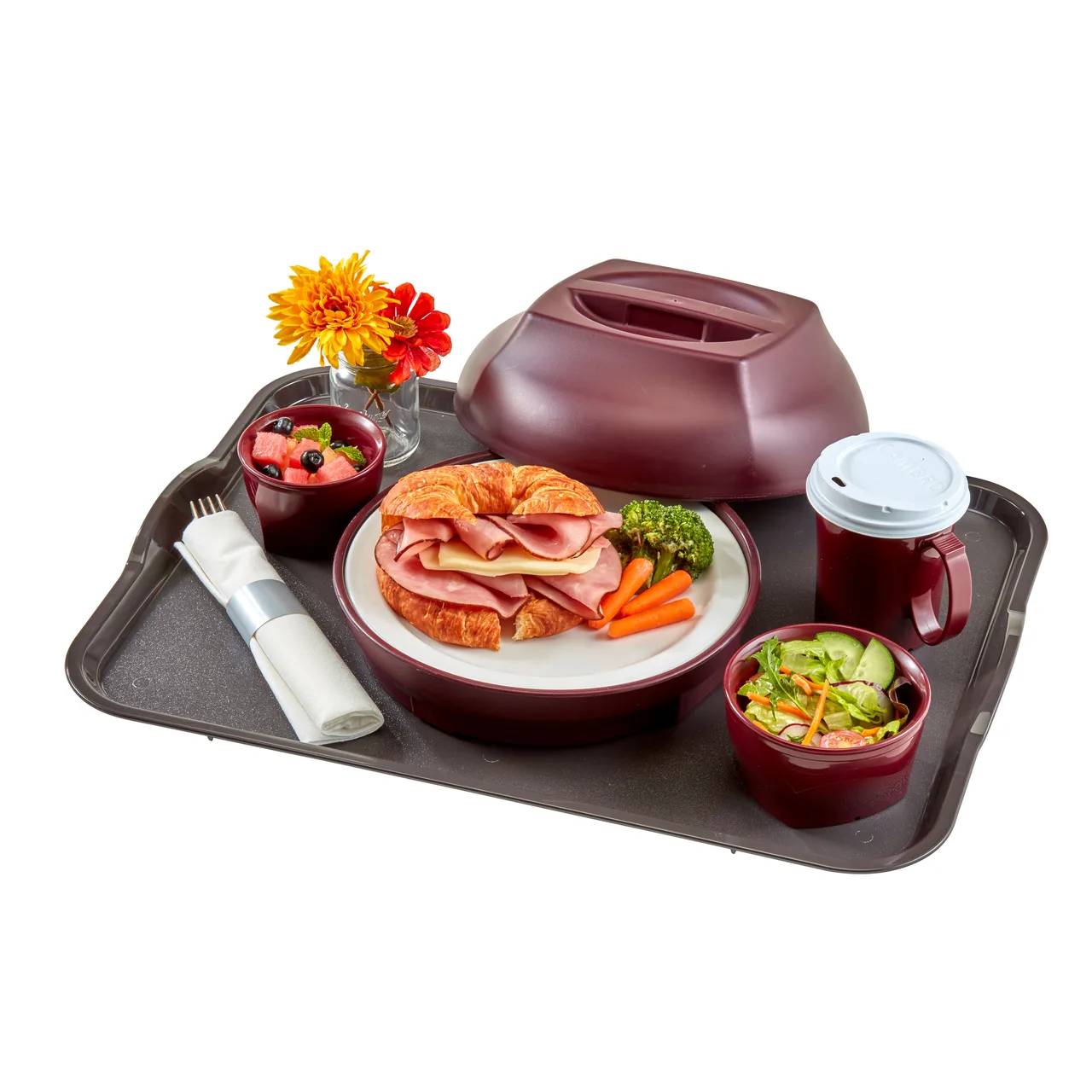 Cambro 1418CWNSH485 Rectangular Tray, 14" x 18", Gray Plastic, Smoked Metal Finish