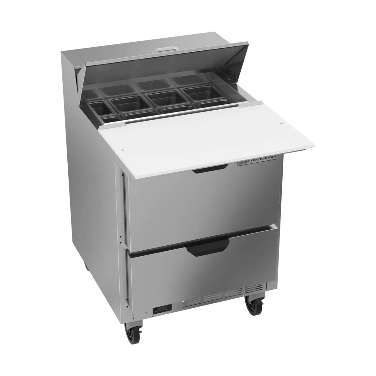 Beverage Air SPED27HC-C 27" One Section Sandwich/Salad Prep Table w/ 2 Drawers, 6 pans, 6.75 cu. ft.