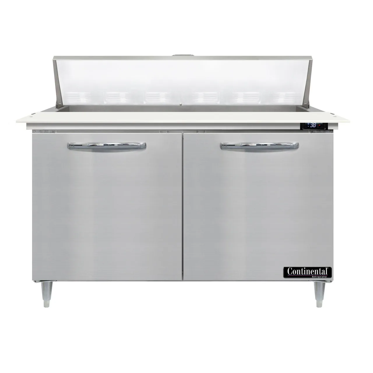 Continental Refrigerator D48N12C 48" Two Section Sandwich / Salad Prep Table w/ 2 Doors, 12 Pans