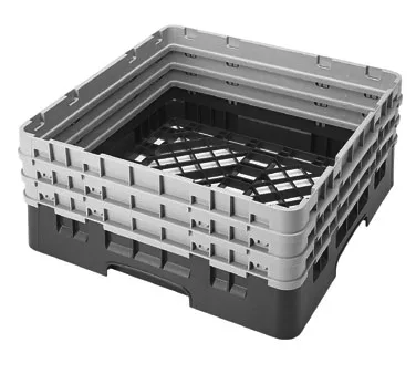 Cambro BR712184 Camrack Base Rack, Full Size, Beige, Polypropylene, 19-3/4" x 19-3/4", 8-1/8" Inside Rack Height, with 3 Soft Gray Extenders
