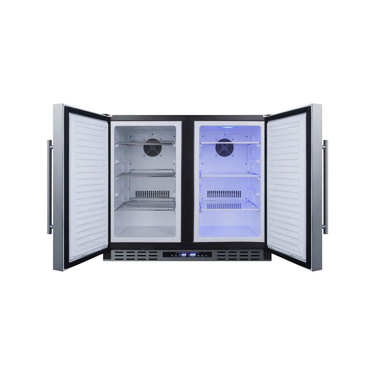 Summit FFRF36ADA 36" Built-in or Freestanding Refrigerator Freezer in Black, Stainless Steel Doors, ADA Compliant, 5.8 cu. ft.