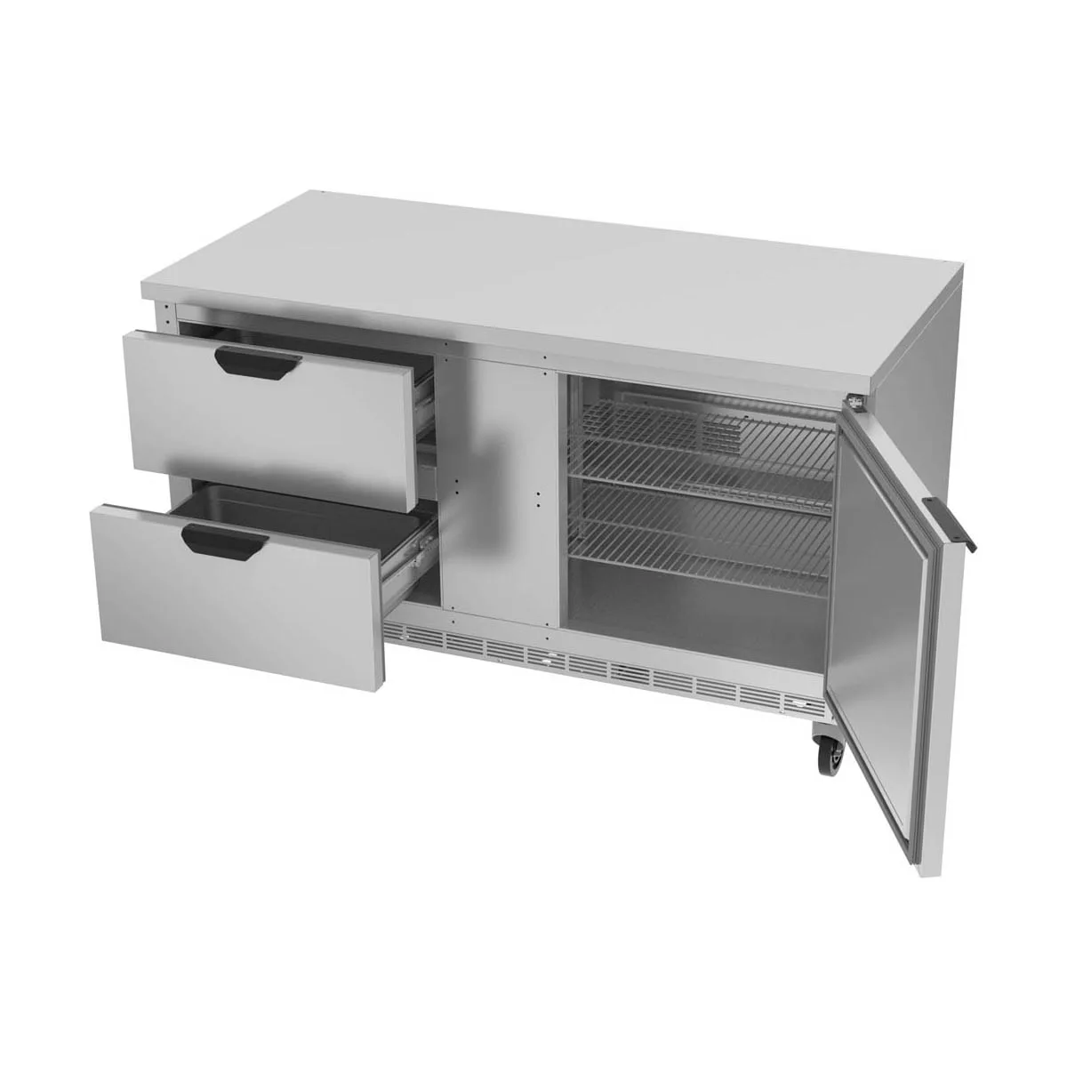Beverage Air WTFD60AHC-2-FLT 60" 2-Section Worktop Freezer w/ 2 Drawers & 1 Door, 14.4 cu. ft.