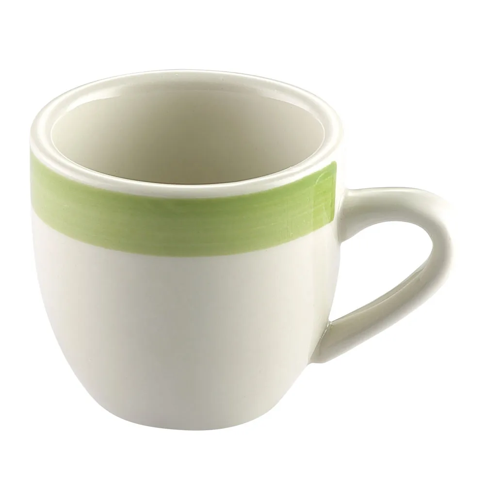 CAC China R-35-G Rainbow A.D Cup, 3.5 oz (2.5" Dia x 2.5" H) Green/White Ceramic, Microwave Oven Safe - 1 Dozen