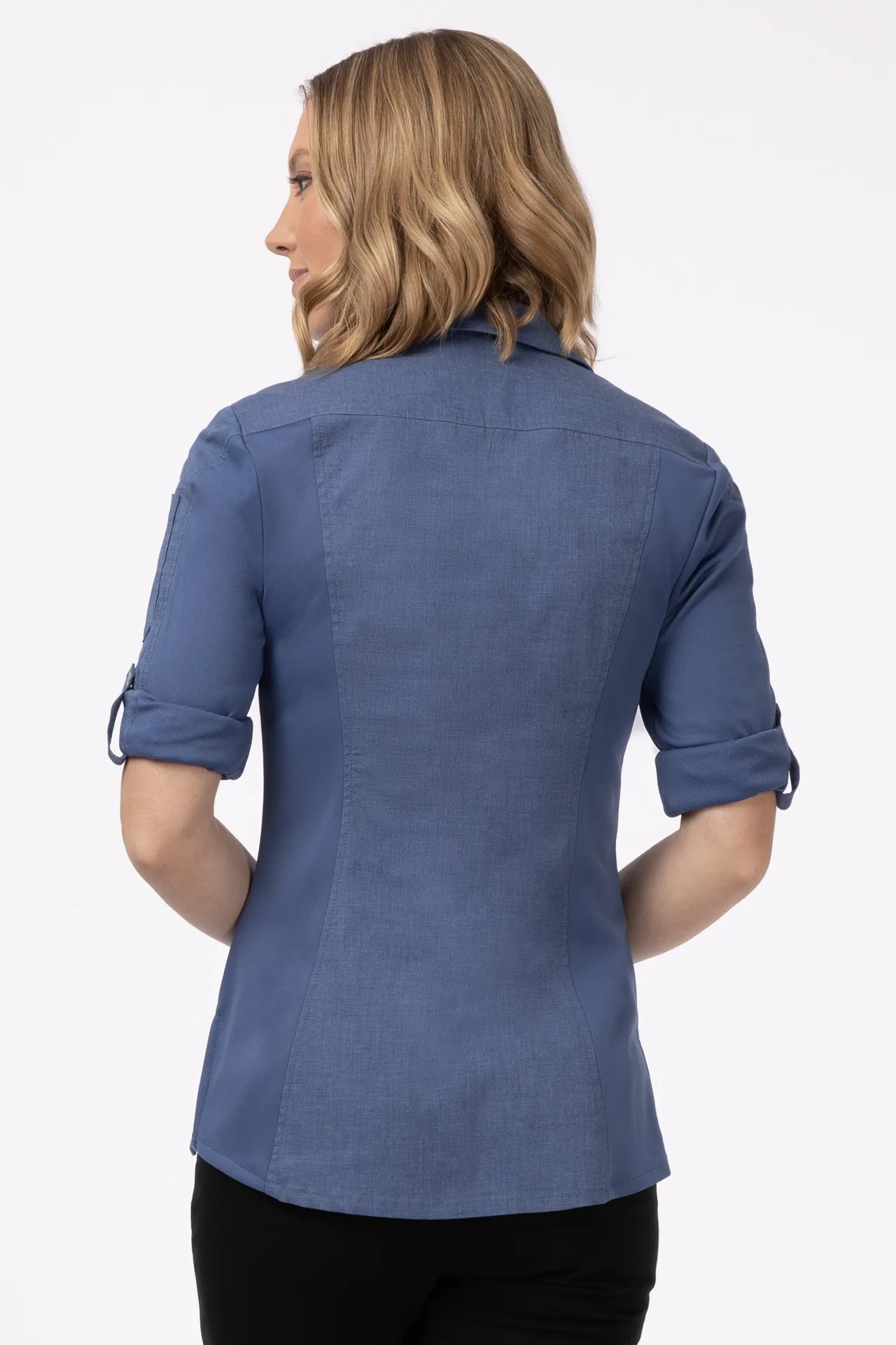 Chef Works SES02W-BLU-3XL Women's Seville Cook Shirt, 3XL, Blue, Poly/Cotton/Elastane