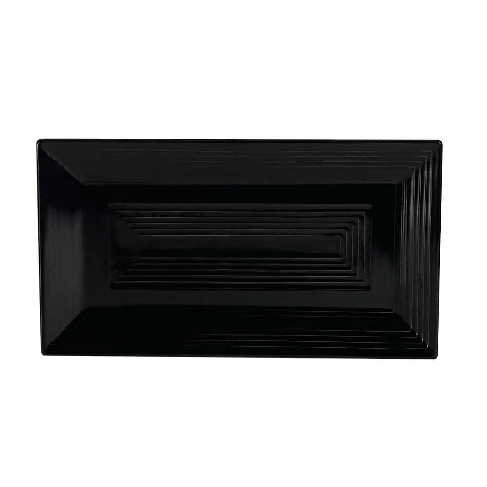 CAC China TG-RT13-BLK Platter, 11-5/8" L x 6-3/8" W x 1" H, Porcelain Black - Dozen
