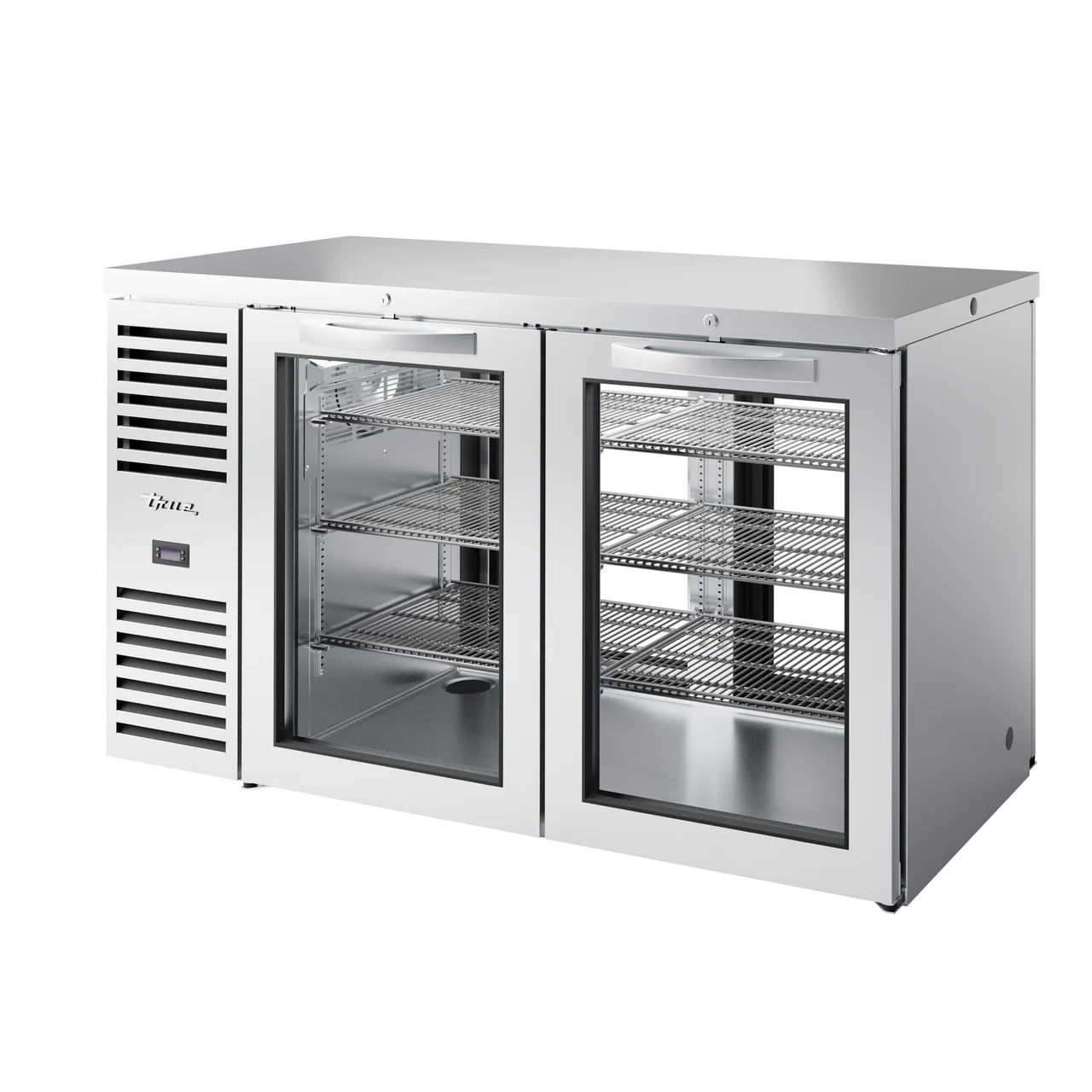 True TBR60-PTSZ1-L-S-GG-GG-1 60" 4 Glass Swing Door Pass-Thru Single Zone Refrigerator