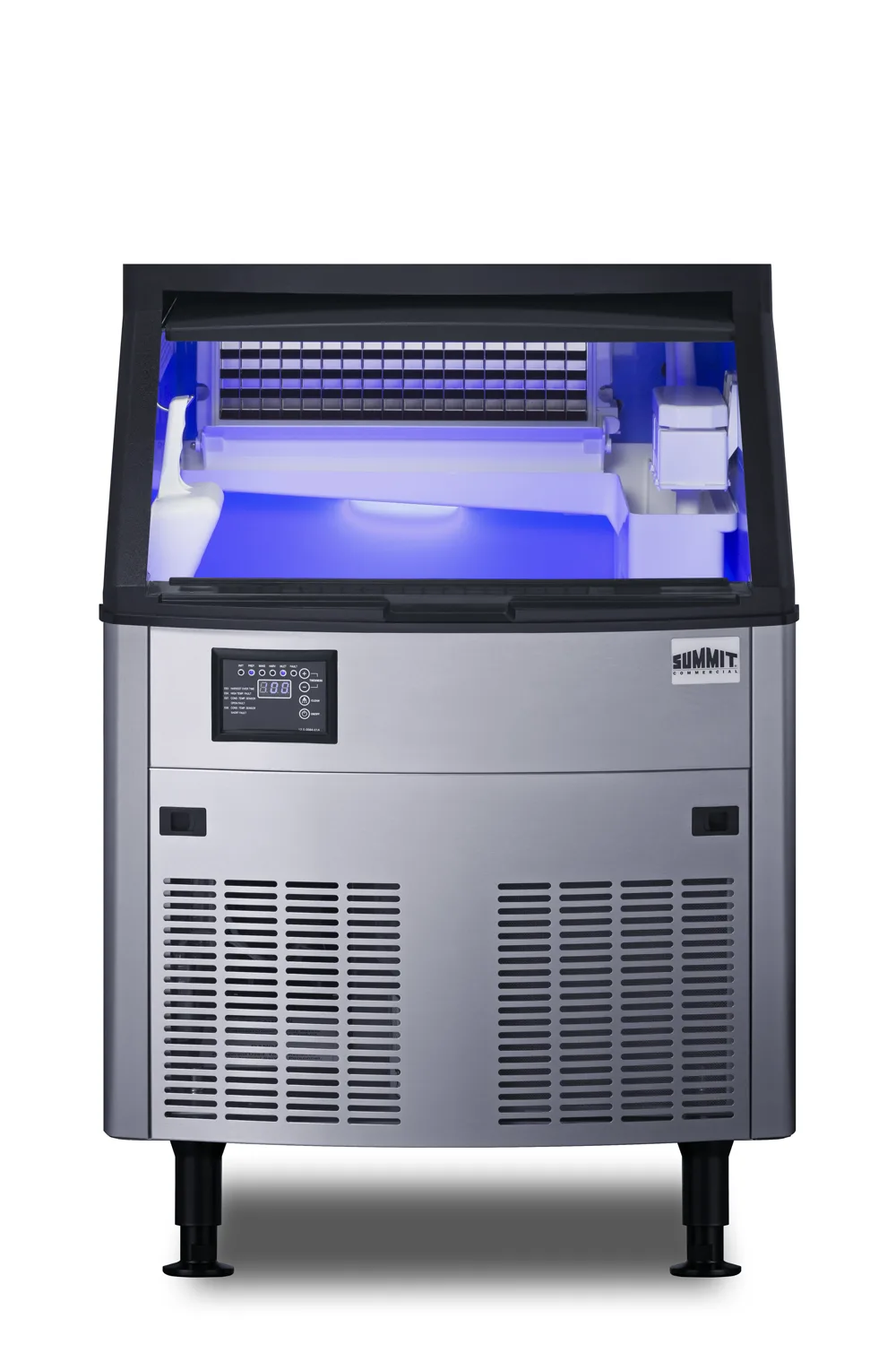 Summit BIM210 Clear Cube Ice Maker, 26" Wide, 210 Lb/Day, 80 Lb Bin, Steel, 115V/3.5A, ETL Certified