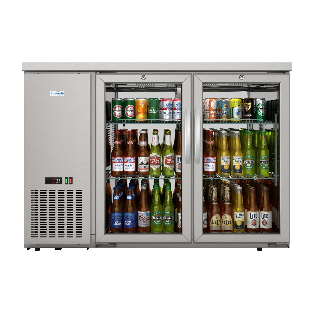 Koolmore KM-BC-2GD-SCSS Cooler 47.9" W X 25" D X 34" H, 7.4 cu ft, Glass Swing Temp Stainless Steel