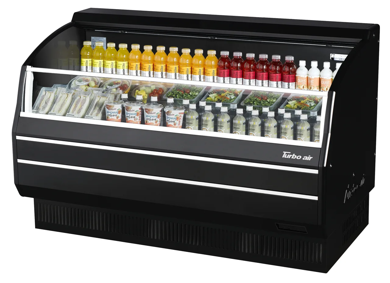 Turbo Air TOM-60SB-SP(-A)-N 63" Slim Open Air Merchandiser in Black, Self-Contained, 2 Shelves