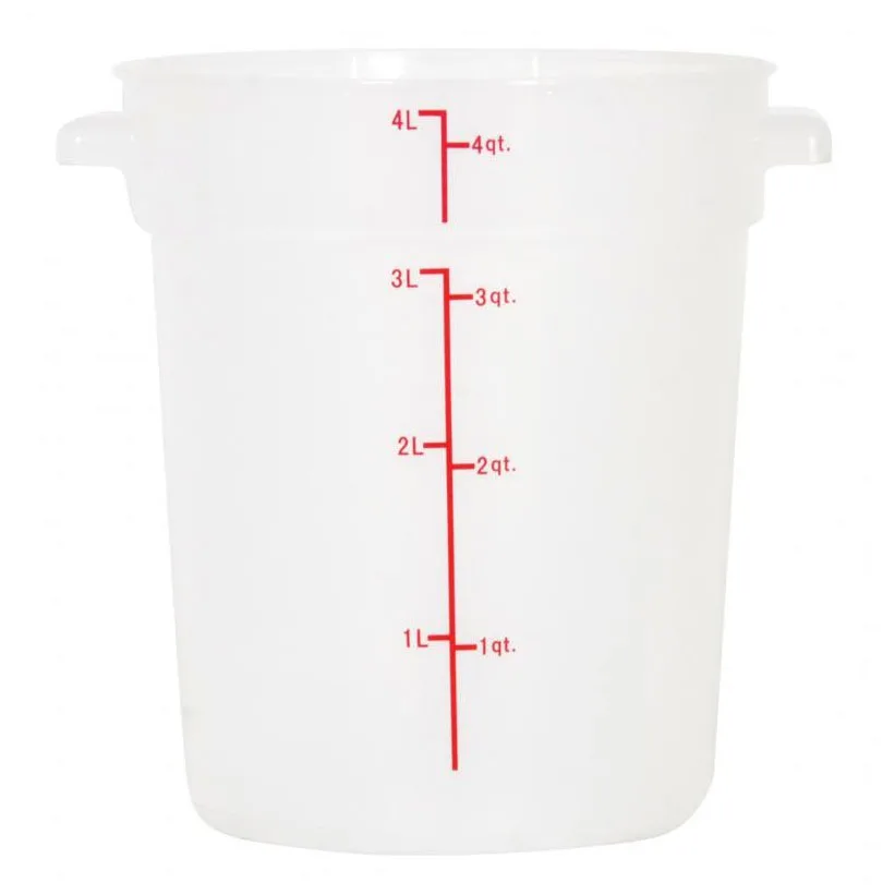 Omcan USA 80194 Food Storage Container, 4-Qt Round Polypropylene, Translucent, Container Only