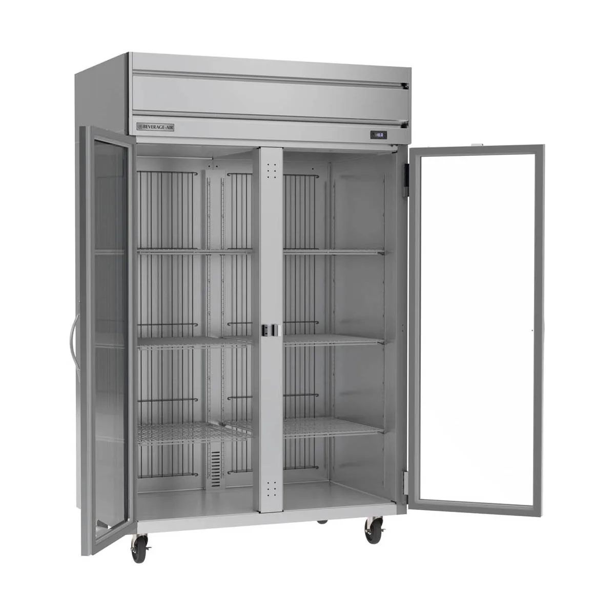Beverage Air HFS2HC-1G 52" 2-Glass Door Reach-In Freezer, Top Mounted, 46.29 cu. ft., Stainless Steel