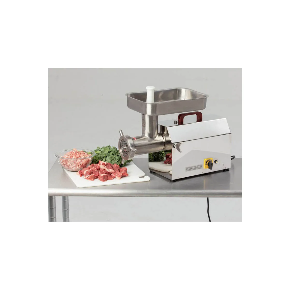 Adcraft 1A-CG412 3/4 HP 120V Meat Grinder – 460-540 lbs/hr, 200 RPM, Bench, 304 Stainless, Dual Plates, Non‑Skid Feet