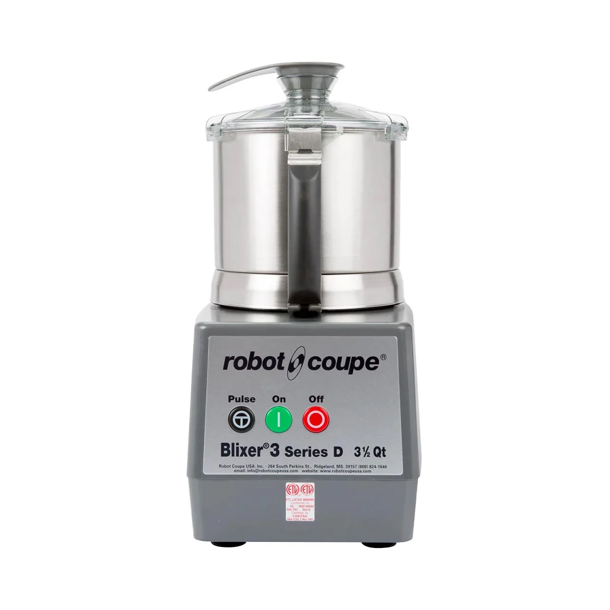Robot Coupe BLIXER3 Food Processor, 3.7-L Stainless Steel Batch Bowl, 1-Speed, 1 1/2 hp