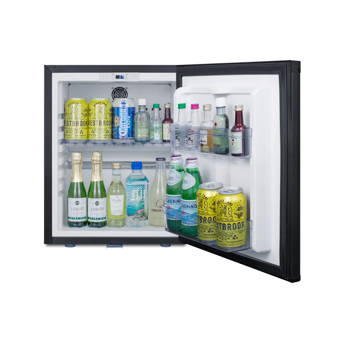 Summit MB12B 16" Solid Door Compact Minibar Refrigerator in Black, 0.7 cu.ft