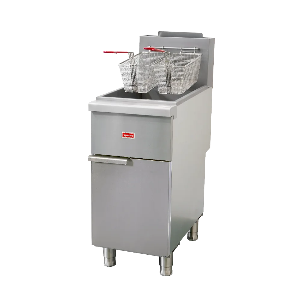 Omcan USA 48306 15" Floor Model Gas Deep Fryer, Full Pot, Natural Gas, 50 Ibs, 120.000 BTU