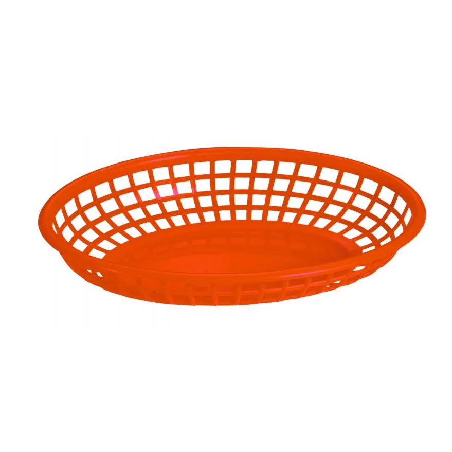 Omcan USA 80360 Platter Basket, Oval Red Plastic Tray, 9" x 5-3/4" x 1-7/8" For Fast Food Service