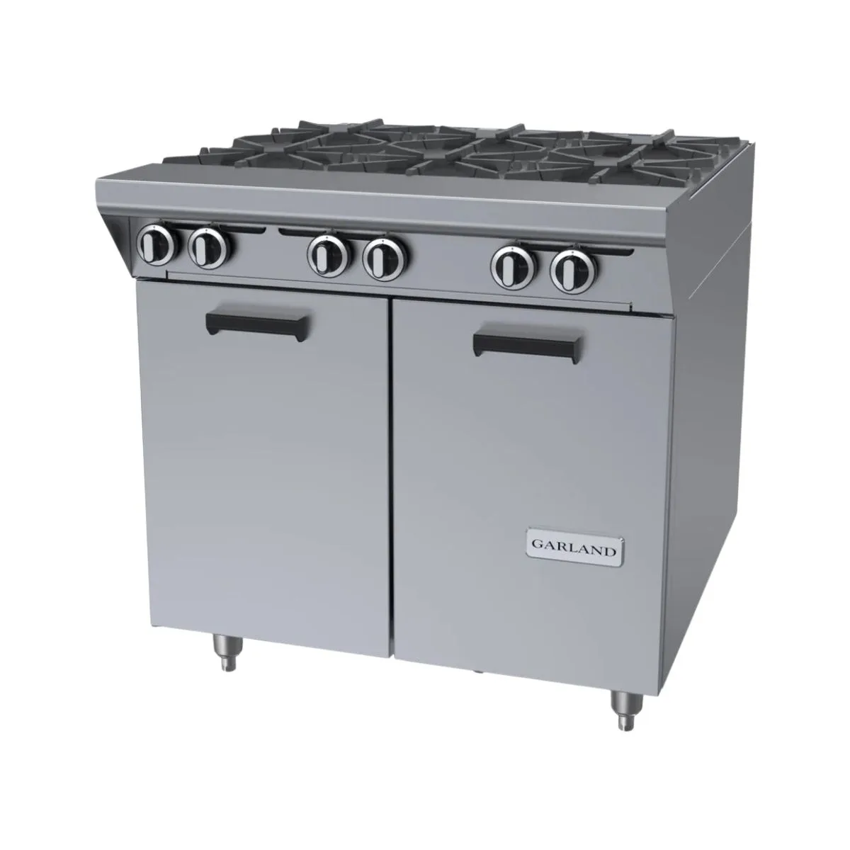Garland US Range MST43S-E 34" Gas Heavy Duty Range w/ (6) Open Burners, Electric Ignition and Flame Fail, (1) Cabinet Base, 144.000 BTU